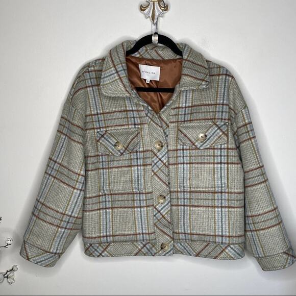 BY MALINA Holly Jacket Multi Check Plaid Wool Shacket - Picture 7 of 11